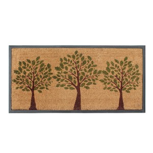 A1HC Green Three Tree Rubber Coir Doormat 24x48, Rubber Backed Non-Slip Thin Heavy Duty Front Door Mat - 1 of 4