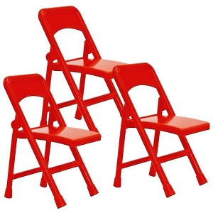 Set of 3 Red Plastic Toy Folding Chairs for WWE & AEW Wrestling Action Figures - 1 of 1