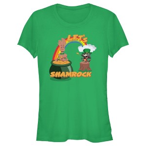 Junior's Women Marvel Cartoon Rocket and Groot Let's Shamrock T-Shirt - 1 of 4