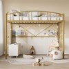 Twin Size Bed with Ladder ， High-Arched Guardrail and Metal Slats, Space-Saving, Easy Assembly, Safe for Kids/Adults，Gold - 4 of 4