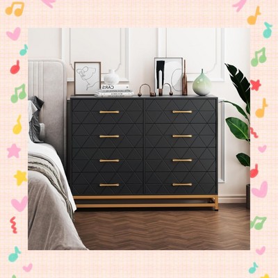 Garvee 8 Drawer Dresser for Bedroom - Elegant Chest of Drawers & TV Stand with Lacquered Finish, Space-Saving Design