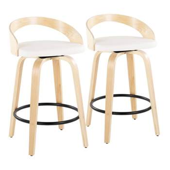 Set of 2 Grotto Counter Height Barstools Natural/Black/White - LumiSource