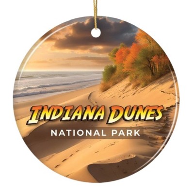 Indiana Dunes National Park Retro Style Ornament, Indiana USA Tourist Attraction and Gift| OrnamentallyYou
