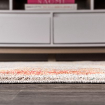4' x 6' Blue and Orange Abstract Synthetic Area Rug