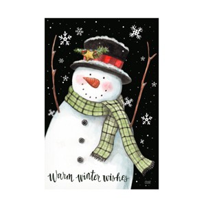 Canvas Wall Art - Melinda Hipsher 'Whimsical Country Snowman With Snowflakes' Wall Art for Living Room, Bedroom, or Office Décor by Trademark Fine Art - 1 of 4