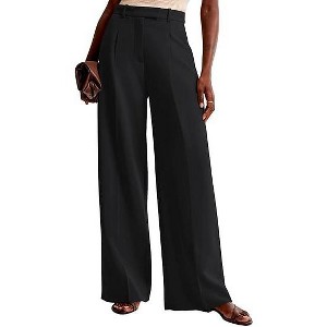 Womens Pants High Waist Wide Leg Pocket Dress Trousers Pants - 1 of 4