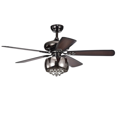 Nettle 3 Light Shaded Glass And Crystal 5 Blade Pear Black 52 Lighted Ceiling Fan Warehouse Of Tiffany