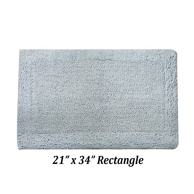 Soft Blue Cotton Tufted Reversible Bath Rug 21" x 34"