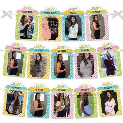 Big Dot of Happiness Colorful Baby Shower - DIY Baby Shower Decor - Weekly Pregnancy Picture Display - Photo Banner