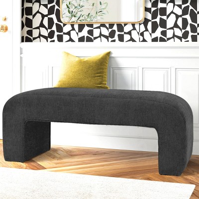 Lily 47" Upholstered Scroll Velvet Waterfall Bench/Chenille Entryway Bench-Maison Boucle