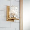 Possini Euro Design Icelight Modern Wall Light Sconce Warm Brass Hardwire 6 1/2" Fixture Textured Ice Glass for Bedroom Bathroom Vanity Reading House - 2 of 4