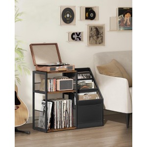 HDZNVF Record Player Stand, 3-Tier Side Table, Vinyl Record Storage up to 140 Albums, Rustic Brown - 1 of 4