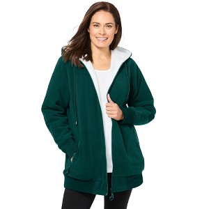 Woman Within Women's Plus Size High Pile Fleece Fleece Jacket - 1 of 3