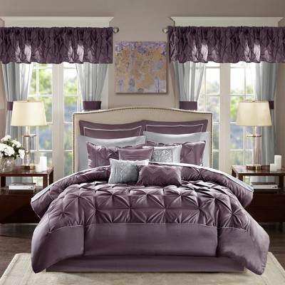 Joella 24-Piece Plum Microfiber Queen Bedding Set