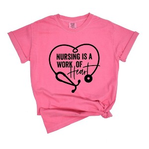 Simply Sage Market Women's Nursing Is A Work of Heart Short Sleeve Garment Dyed Tee - 1 of 2