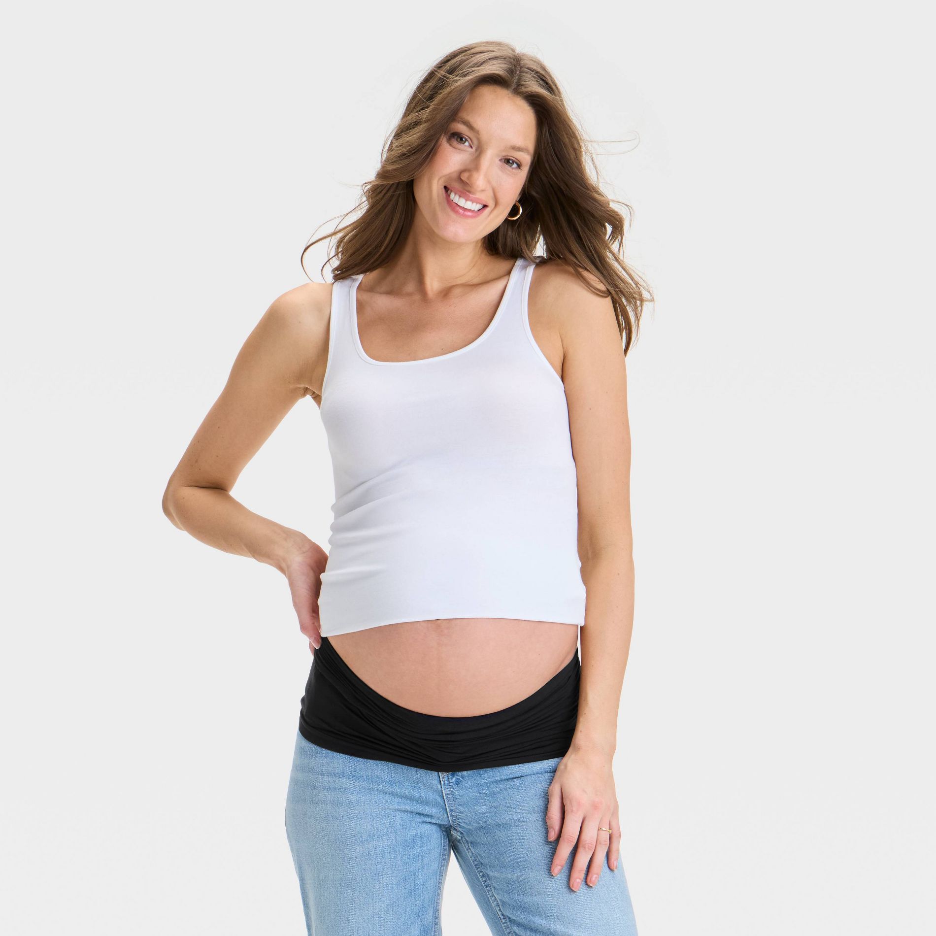 Bellaband Over Belly Maternity Support Belt - Isabel Maternity by Ingrid & Isabel™ Black M/L: Seamless Jersey, Pull-On, Medium/Large