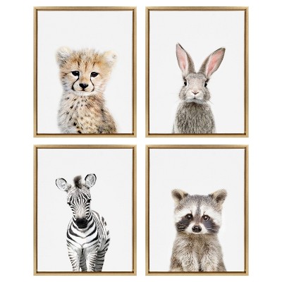 Gold Framed Baby Cheetah Canvas Wall Art