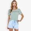 Anna-Kaci Women's Short Sleeve Eyelet Lace Top With Puff Shoulders And Crochet Details - 3 of 4