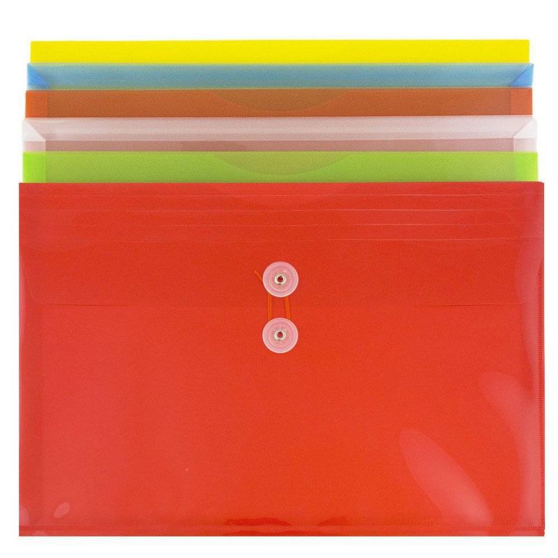 JAM Paper Legal Size Multicolor Plastic Envelopes, 6-Pack, Button & String Tie Closure, Document Storage & Filing Accessories, 3 of 5