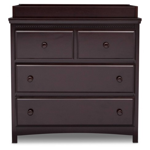 Delta Children Emerson 3 Drawer Dresser With Changing Top And Interlocking Drawers Dark Chocolate Target