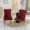 Velvet Dining Chair Set of 2,Upholstered Dining Chairs with Nailhead Trim for Dining Room,High Backrest Armless Kitchen Chairs-Cuddlewood - 2 of 4