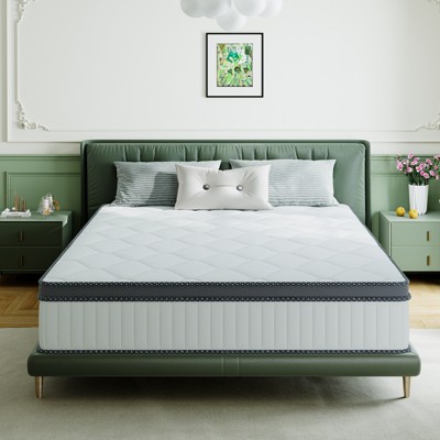Swedrea Hybrid Mattress Cool Medium Firm Gel Memory Foam Pocket Spring, White