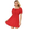 Allegra K Women's Square Neck Puff Sleeve Smocked Floral Ruffled Hem Dress - 2 of 4