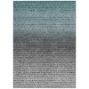 Teal Blue And Gray Abstract Washable Indoor Outdoor Area Rug - 4 of 4
