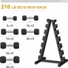 COZONY 210LB Dumbbell Set with Rack, 5~30LB Rubber Hex Weights (6 Pairs), Strength Training Hand Weights - 2 of 4