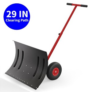 GustoWave Snow Shovel for Driveway, 29" Heavy Duty Snow Removal Tool with Wheels - 1 of 4