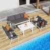 Heynemo 2-Seat Aluminum Outdoor Patio Loveseat Furniture Set With Faux Wooden, Aluminum Sofa Chair Conversation Furniture With Cushions - 4 of 4