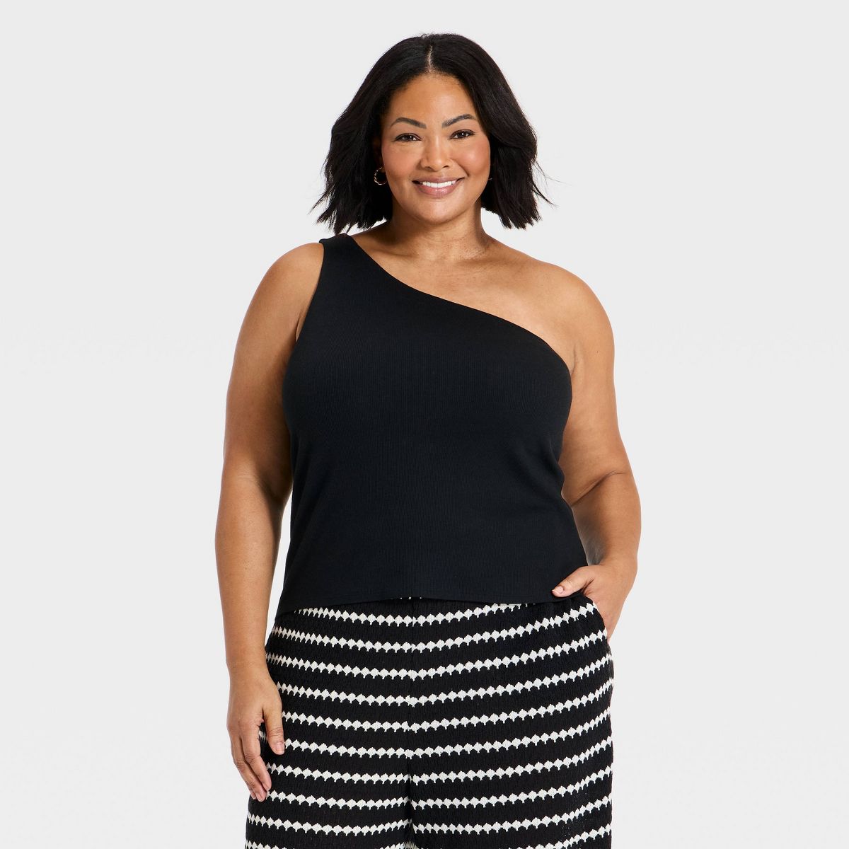 Women's One Shoulder Rib Knit Tank Top - A New Day™
