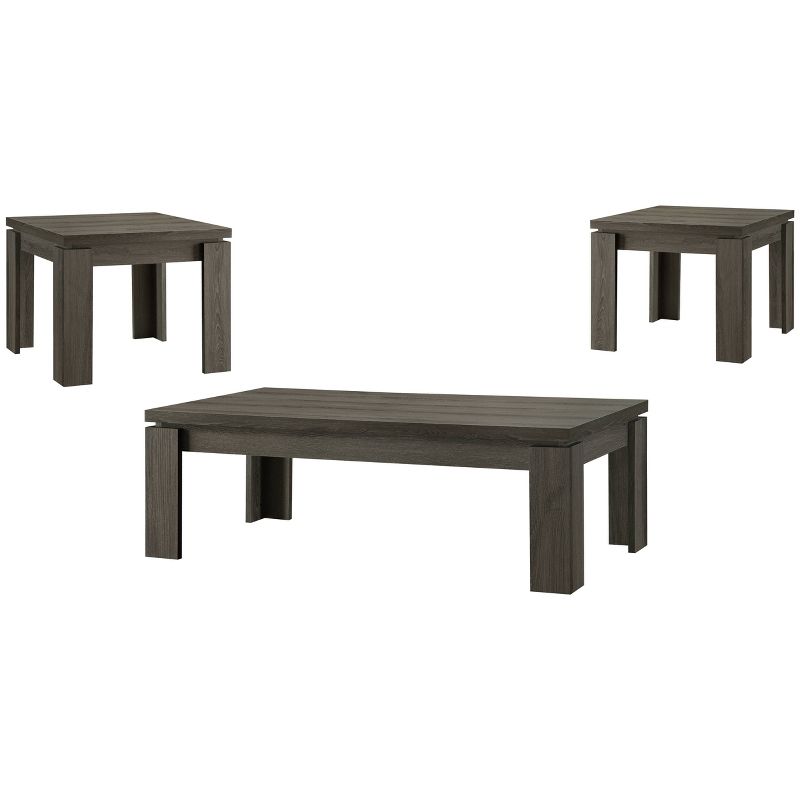 3pc Cain Wood Coffee Table Set Weathered Gray - Coaster, 1 of 6