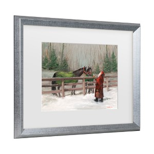Trademark Fine Art - Mary Miller Veazie 'Santa With Horses' Matted Framed Art - 1 of 2