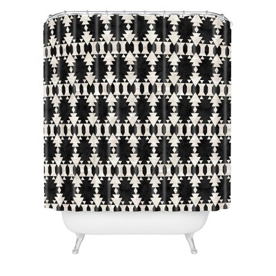 Schatzi Kilim Kind Shower Curtain Black/White - Deny Designs