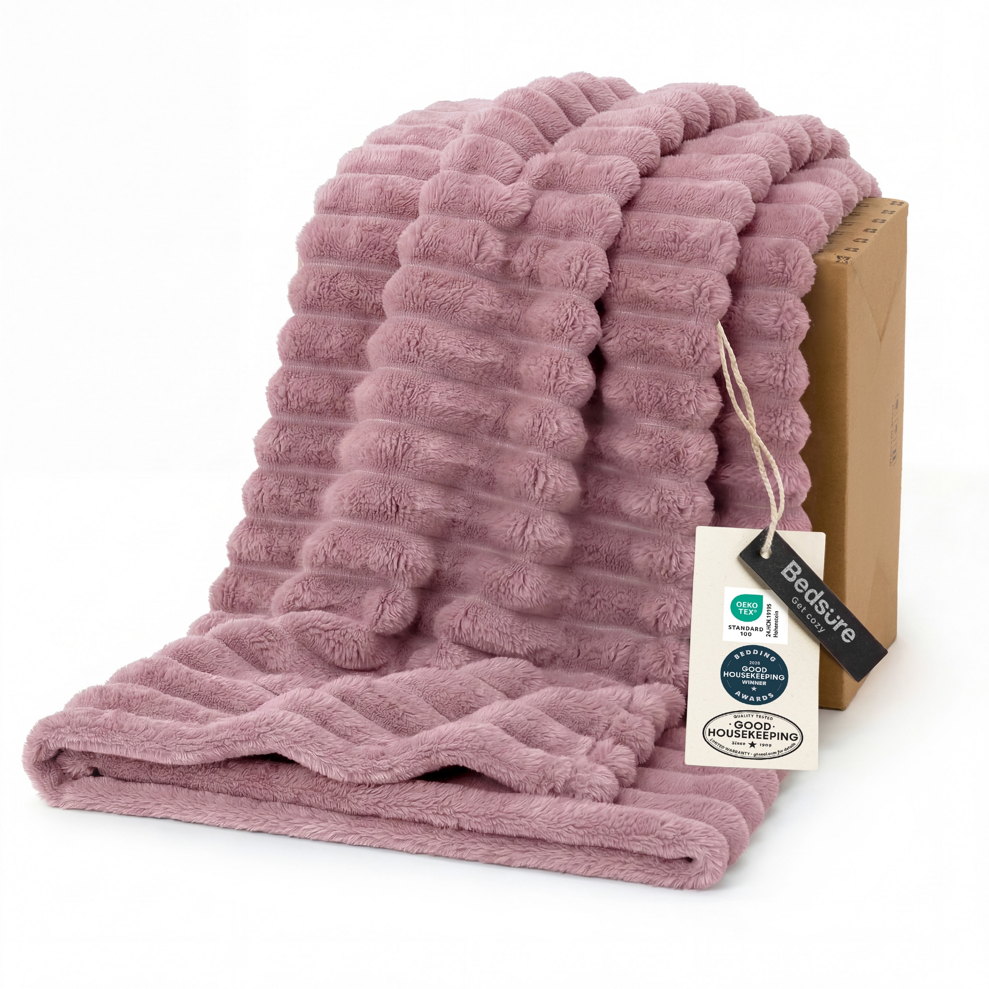 Bedsure Throw Blanket for Couch - Cozy Soft Fleece Blankets for Women, Plush Fuzzy Throws for Birthday Gifts, Room Home Decor, Pink, 50x60 Inches