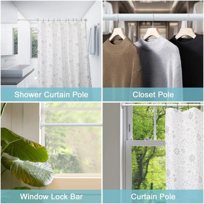 LunaLulinlk White Shower Curtain Rod - Adjustable Frosted Shower Curtain Rod 29-94'', Heavy Duty Shower Curtain Rod for Bathroom