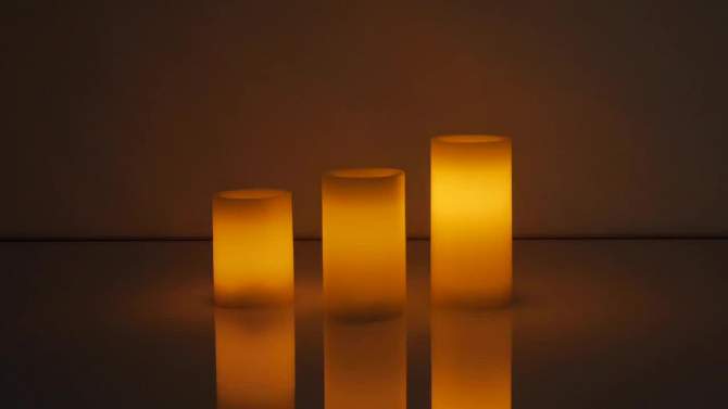 3pk 3&#39;&#39; x 5&#39;&#39; 3&#39;&#39; x 6&#39;&#39; 4&#39;&#39; x 8&#39;&#39; LED Flameless Black Wick Candle Cream - Threshold&#8482;, 2 of 9, play video