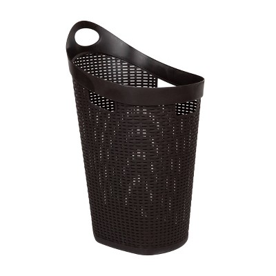 Brown Wicker Rolling Laundry Hamper with Lid and Wheels