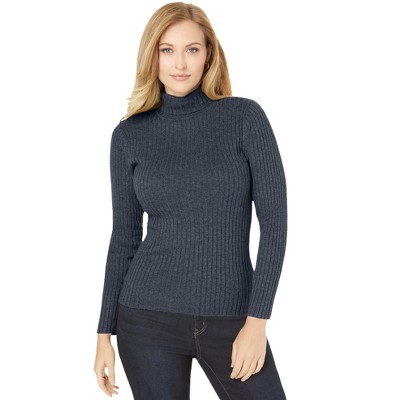 Jessica London Women's Plus Size Ribbed Cotton Turtleneck Sweater