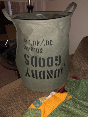 DANYA B Army Canvas Laundry Bucket LY952 - The Home Depot