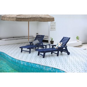 PAGED Patio Chaise Lounge Modern Adjustable Lounge Chair with Wheels, Armrests and Cup Holder for Garden, Poolside - 1 of 4