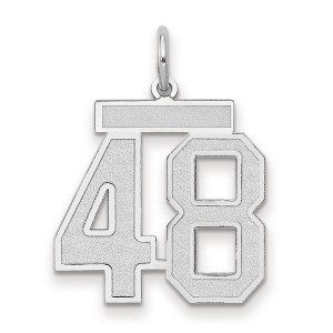 Black Bow Jewelry 14k White Gold, Jersey Collection, Medium Number 48 Pendant - 1 of 3