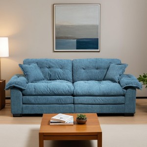 84" Chenille Comfy Deep Seat Loveseat,2-Seater Cloud Sofa,Modern Cozy Recliner Couch with 2 Throw Pillows - Leovsnove - 1 of 4