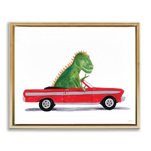 Stupell Industries Dinosaur Monster Sports Car Floating Frame Canvas Art - 1 of 4