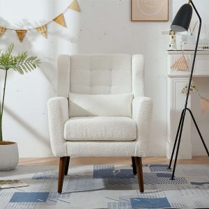 CAVINAS Upholstered Accent Chair with Pillow and Wood Legs,Modern Arm Chair,Padded Lounge Chair for Living Room - 1 of 4
