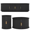 Gulches Wooden TV Stand & Coffee Table Set - 75" TV Support, Fluted Sliding Doors, Golden Handles, 4 Adjustable Shelves & Cable Hole, Black Farmhouse - 4 of 4