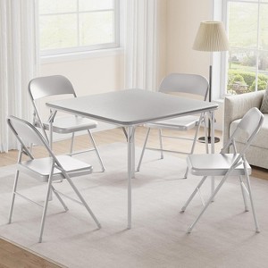 Folding Table, 33.6 Inch Folding Card Table, Portable Square Folding Table with PU Soft Cushion, Black Metal Foldable Table Suitable for Camping - 1 of 4