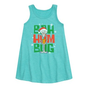 - SpongeBob SquarePants - Squidward Bah Humbug Graphic Sleeveless Aline Dress - 1 of 4