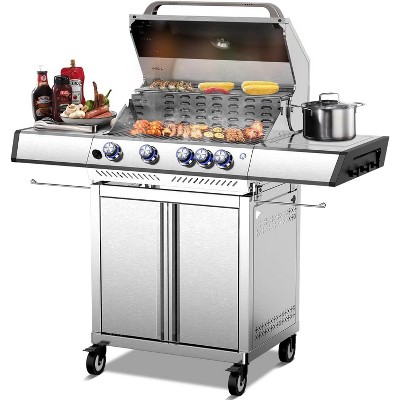 R.W.FLAME BBQ Gas Grill–42,000 BTU Propane,Enamel Grates,Removable Grease Tray,Ideal for Outdoor Cooking,Camping,Backyard,Patio&Deck